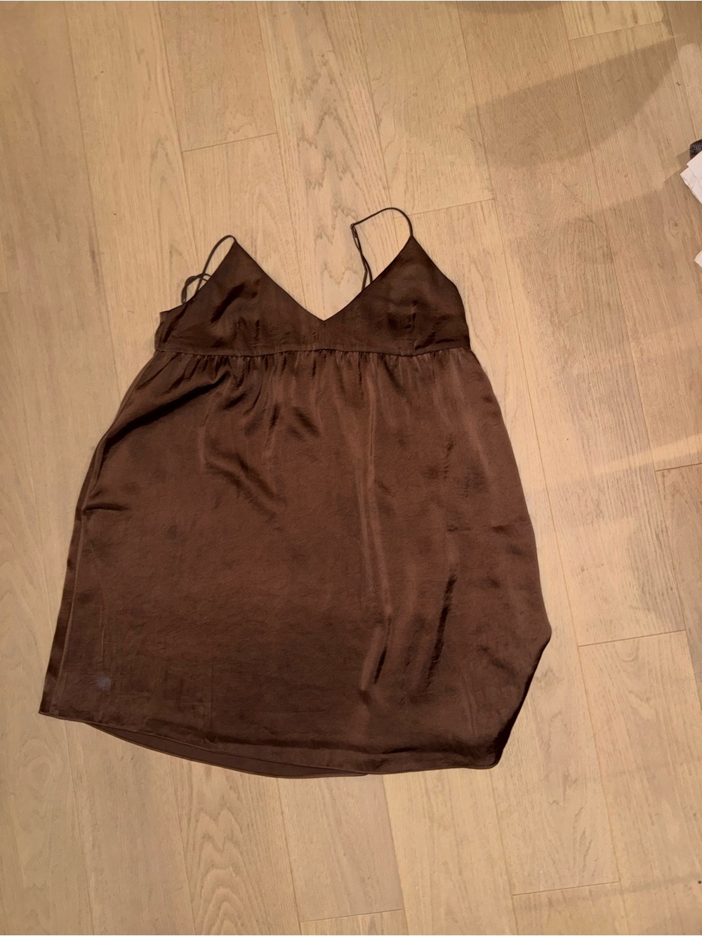 Babaton Brown Satin V-Neck Cami